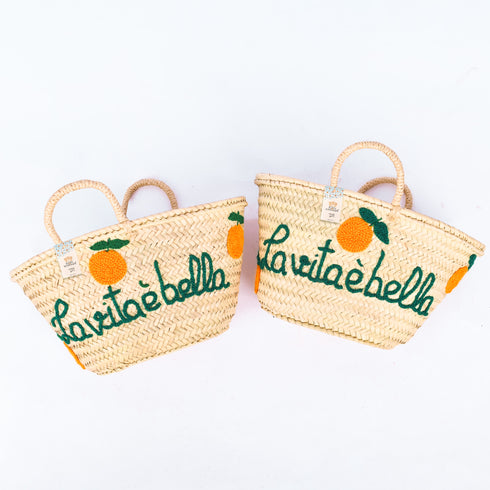 La Vita È Bella Oranges Basket | Handwoven Summer Tote of Joy 🍊